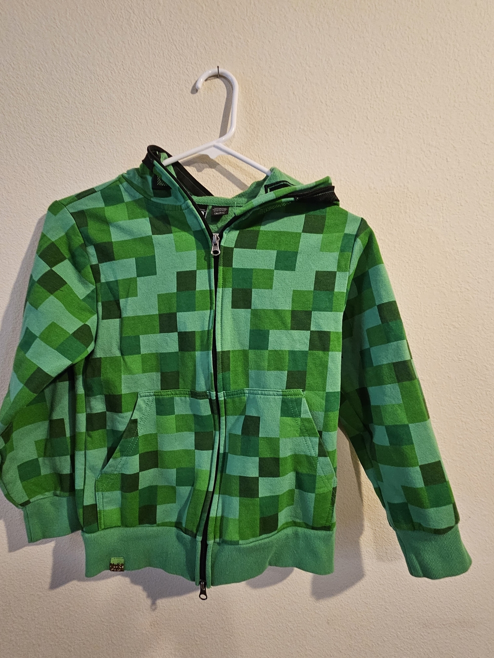 MAD Engine Green Pixel-Pattern Zip Hoodie for Kids